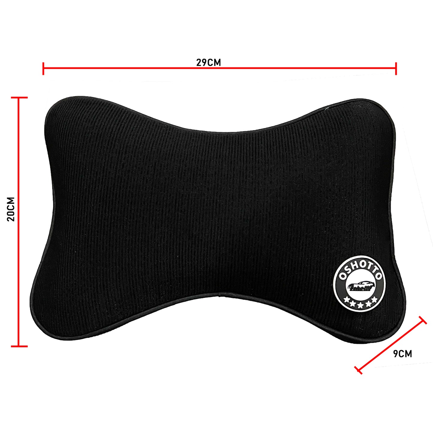 Oshotto Air Fabric Memory Foam (NR-09) Orthopedic Neckrest for All Cars (Black)