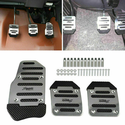 Oshotto 3 Pcs Non-Slip Manual CS-373 Car Pedals Kit Sports Pad Covers Set for All Cars (Silver)