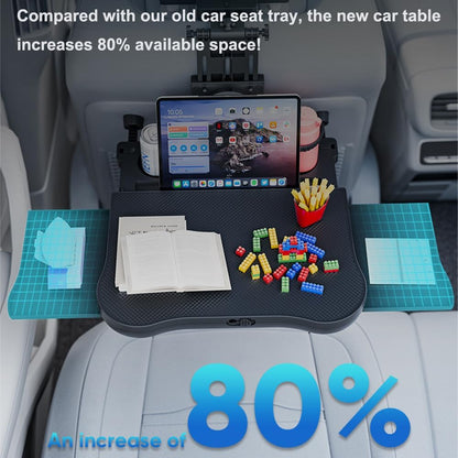 Oshotto (FT-10) Multifunctional Car Backseat Laptop and Food Tray Desk with Phone Holder, Cup Holder & Storage Drawers – Adjustable Foldable Car Table for Work, Travel & Dining