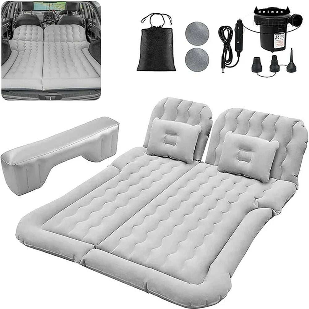 Oshotto Multifunctional Car Inflatable Bed Air Mattress SUV Car Travel Outdoor Camping mat with Two Air Pillows and Air Pump for SUV (Grey)