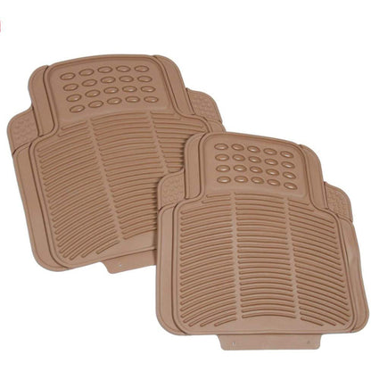 Oshotto Anti Skid Rubber Car Foot Mat for All Cars (Set of 4, Beige)