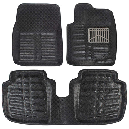 Oshotto 4D Artificial Leather Car Floor Mats For Maruti Suzuki S-Presso - Set of 3 (2 pcs Front & one Long Single Rear pc) - Black