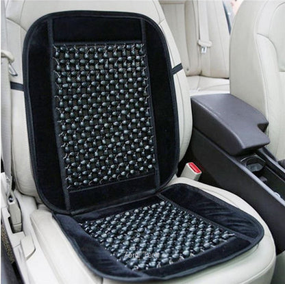 Oshotto Car Wooden Bead Seat Cushion with Velvet Border for All Cars - (Black) - 1 Piece