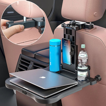 Oshotto (FT-01) Car Back Seat Food Dining & Laptop Tray with Portable Organizer & 360 Degree Rotating Phone/Tablet Holder For All Cars