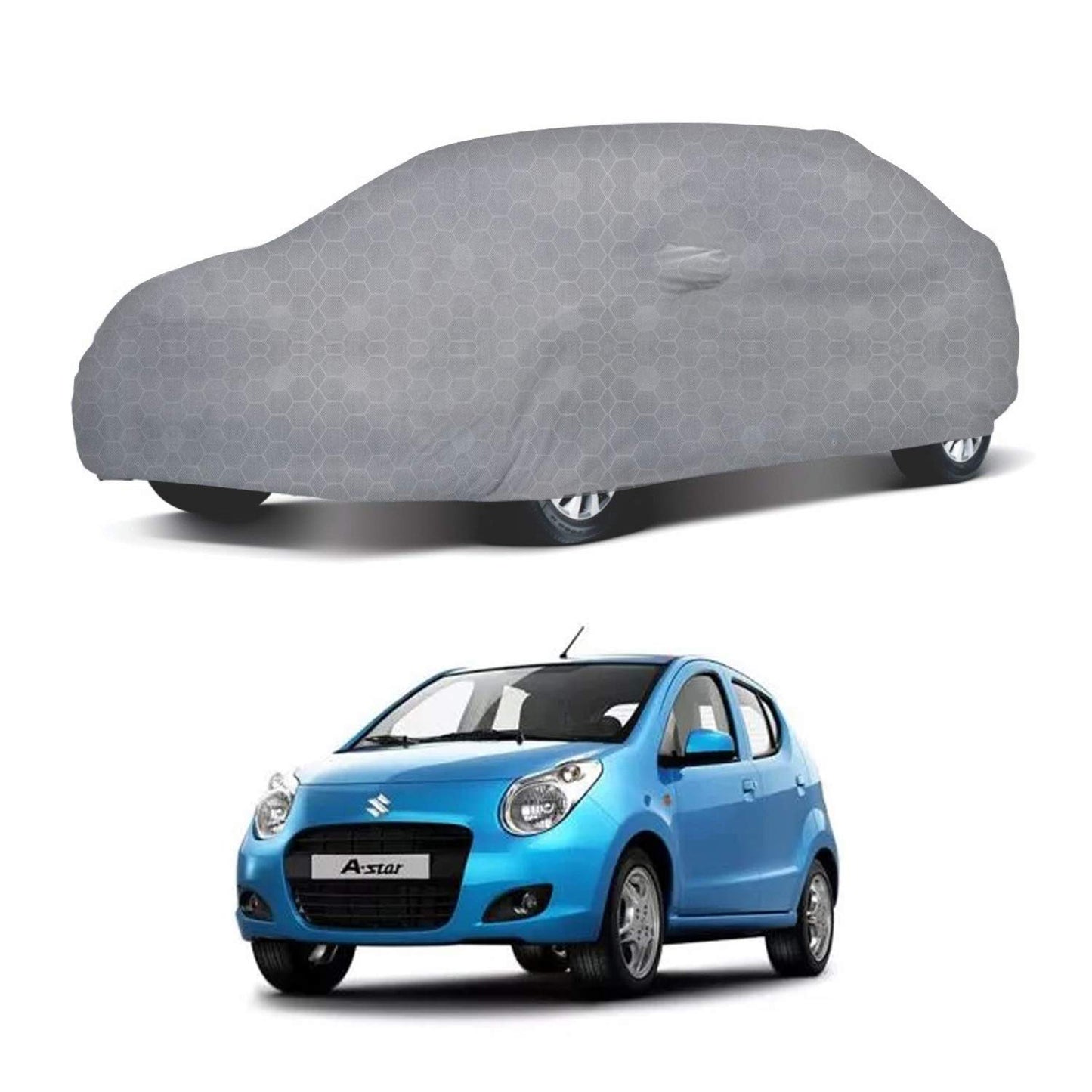 Oshotto 100% Dust Proof, Water Resistant Grey Car Body Cover with Mirror Pocket For Maruti Suzuki A-Star