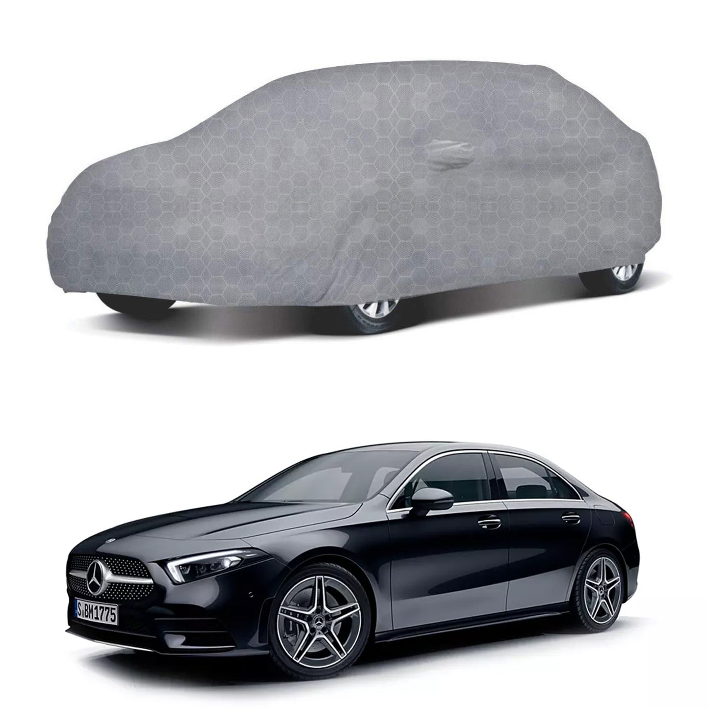 Oshotto 100% Dust Proof, Water Resistant Grey Car Body Cover with Mirror Pocket For Mercedes Benz A-Class Limousine 200