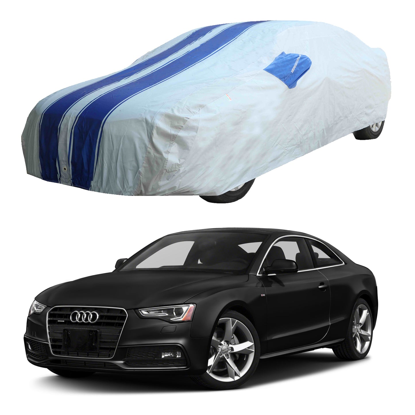 Oshotto 100% Blue dustproof and Water Resistant Car Body Cover with Mirror Pockets For Audi A5