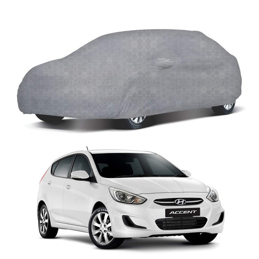 Oshotto 100% Dust Proof, Water Resistant Grey Car Body Cover with Mirror Pocket for Hyundai Accent