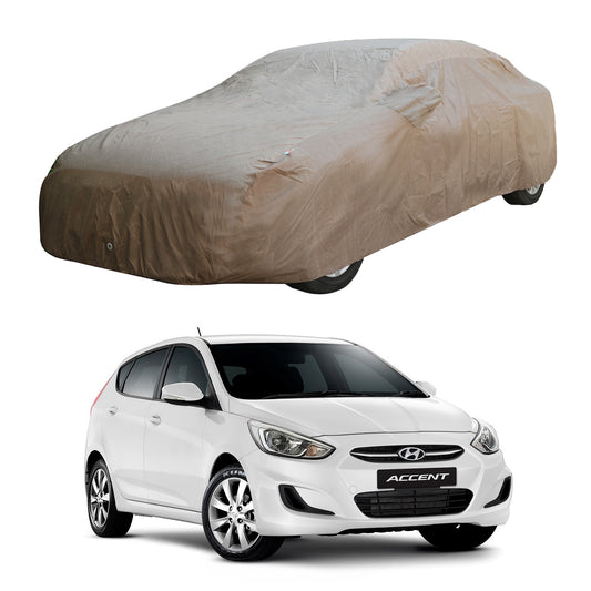 Oshotto Brown 100% Waterproof Car Body Cover with Mirror Pockets For Hyundai Accent