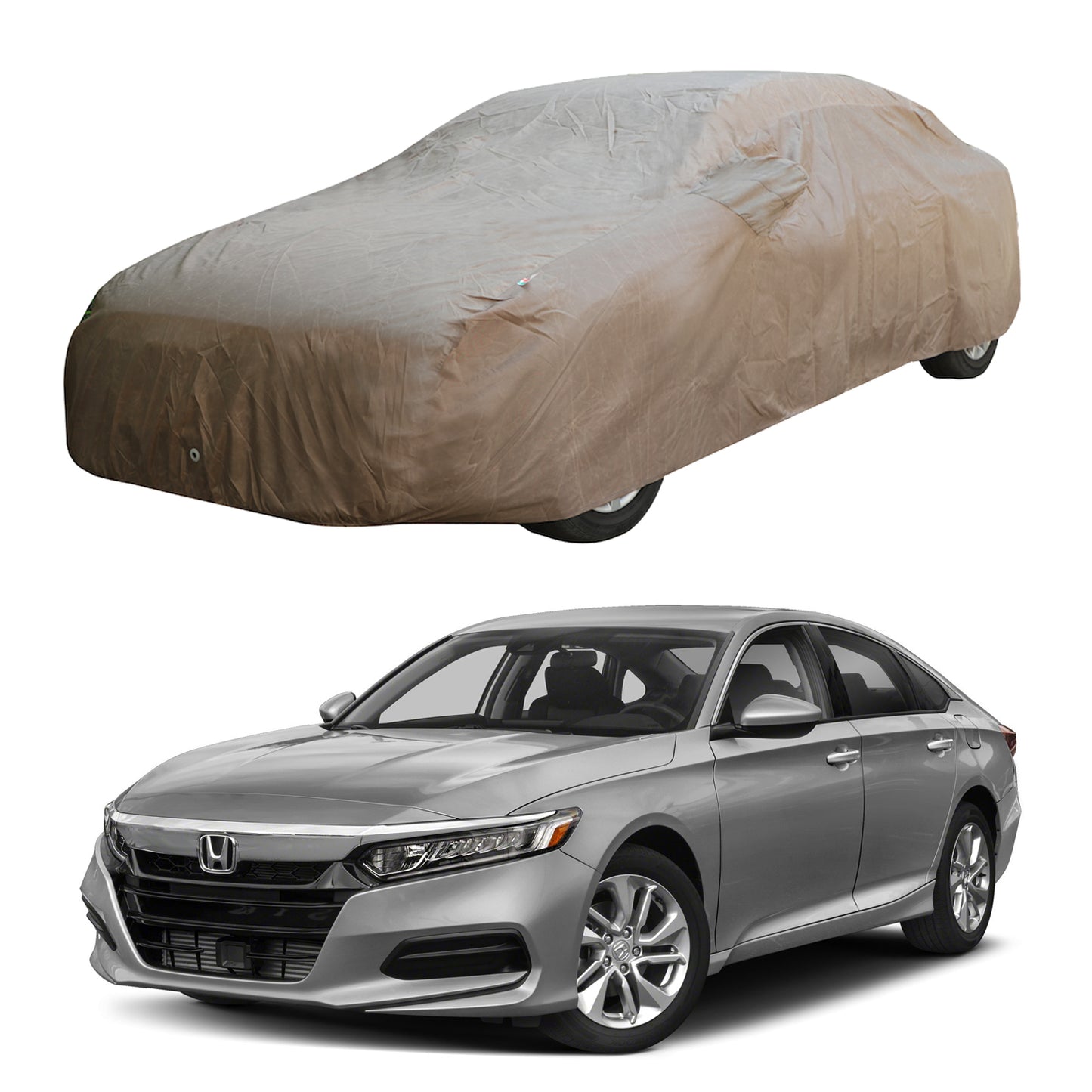 Oshotto Brown 100% Waterproof Car Body Cover with Mirror Pockets For Honda Accord