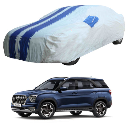 Oshotto 100% Blue dustproof and Water Resistant Car Body Cover with Mirror Pockets For Hyundai Alcazar