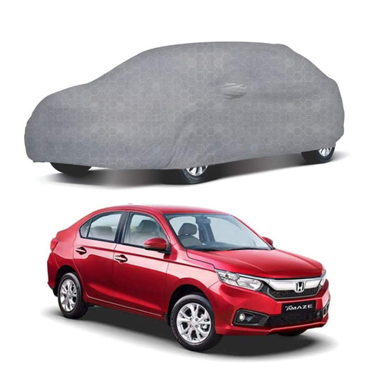 Oshotto 100% Dust Proof, Water Resistant Grey Car Body Cover with Mirror Pocket For Honda Amaze 2018-2023