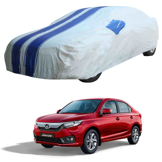 Oshotto 100% Blue dustproof and Water Resistant Car Body Cover with Mirror Pockets For Honda Amaze Old (2013-2017)