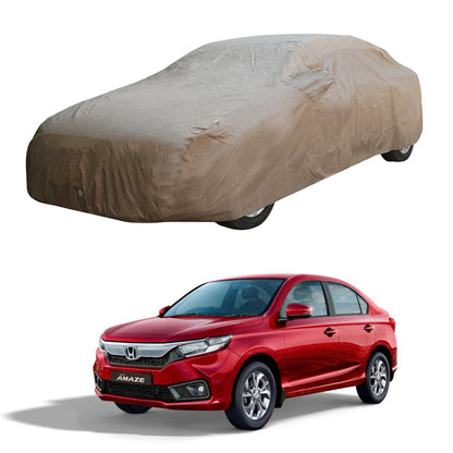 Oshotto Brown 100% Waterproof Car Body Cover with Mirror Pockets For Honda Amaze Old (2013-2017)