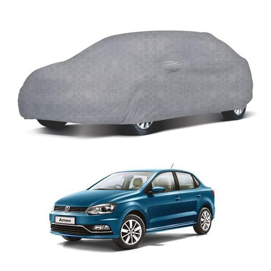 Oshotto 100% Dust Proof, Water Resistant Grey Car Body Cover with Mirror Pocket For Volkswagen Ameo