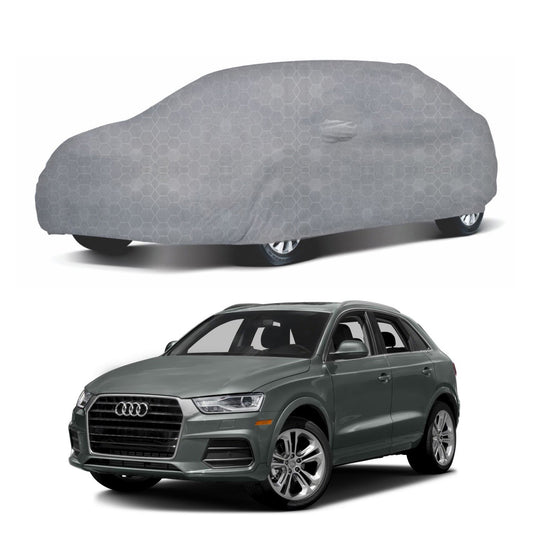 Oshotto 100% Dust Proof, Water Resistant Grey Car Body Cover with Mirror Pocket For Audi Q3