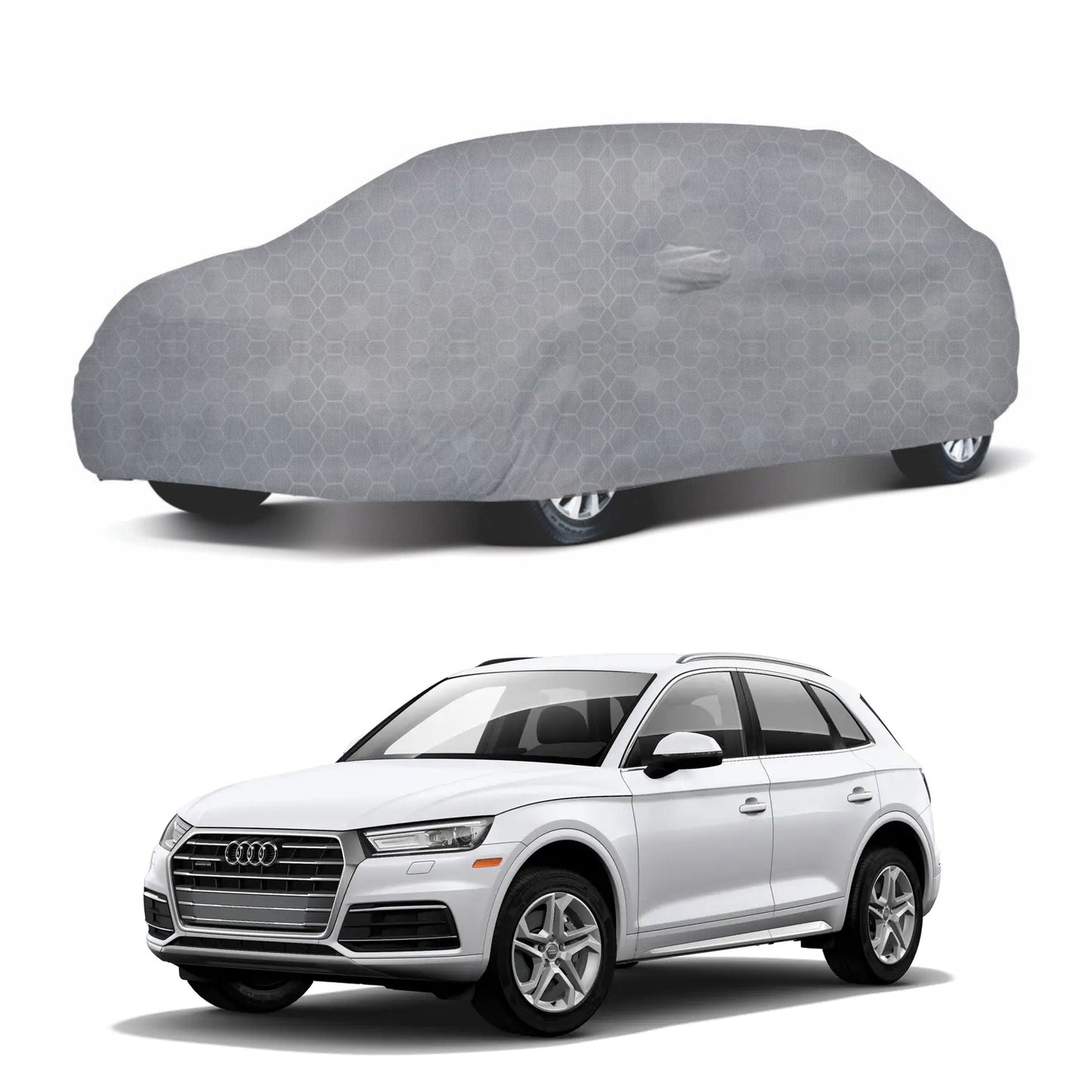 Oshotto 100% Dust Proof, Water Resistant Grey Car Body Cover with Mirror Pocket For Audi Q5