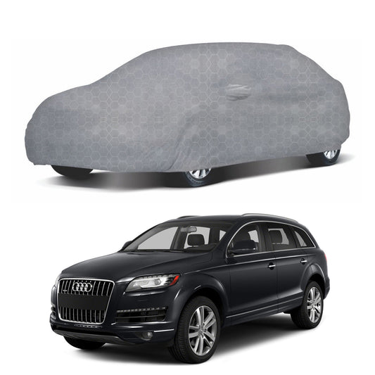 Oshotto 100% Dust Proof, Water Resistant Grey Car Body Cover with Mirror Pocket For Audi Q7 (2018-2023)