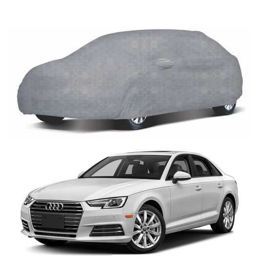 Oshotto 100% Dust Proof, Water Resistant Grey Car Body Cover with Mirror Pocket For Audi A4 (2010-2016)