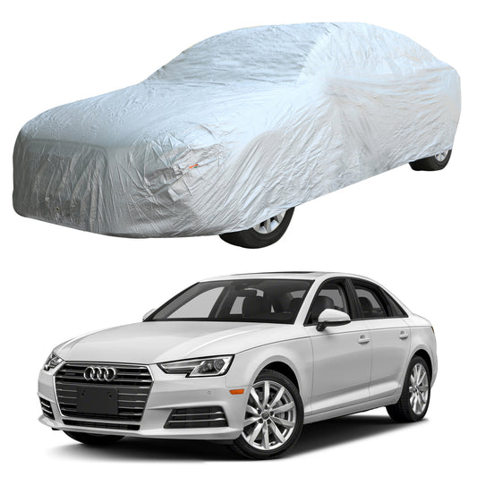 Oshotto Silvertech Car Body Cover (Without Mirror Pocket) For Audi A4 -Silver (2010-2016)