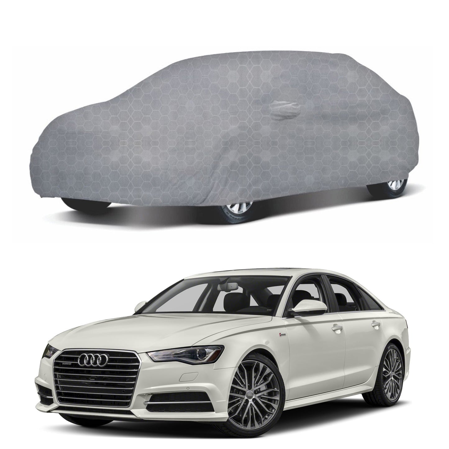 Oshotto 100% Dust Proof, Water Resistant Grey Car Body Cover with Mirror Pocket For Audi A6