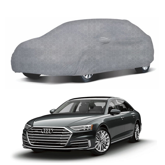 Oshotto 100% Dust Proof, Water Resistant Grey Car Body Cover with Mirror Pocket For Audi A8