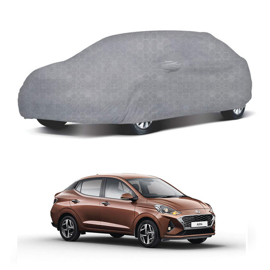 Oshotto 100% Dust Proof, Water Resistant Grey Car Body Cover with Mirror Pocket For Hyundai Aura