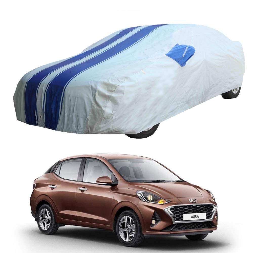 Oshotto 100% Blue dustproof and Water Resistant Car Body Cover with Mirror Pockets For Hyundai Aura
