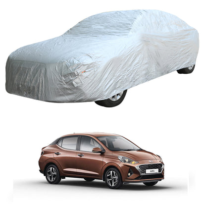 Oshotto Silvertech Car Body Cover (Without Mirror Pocket) For Hyundai Aura - Silver