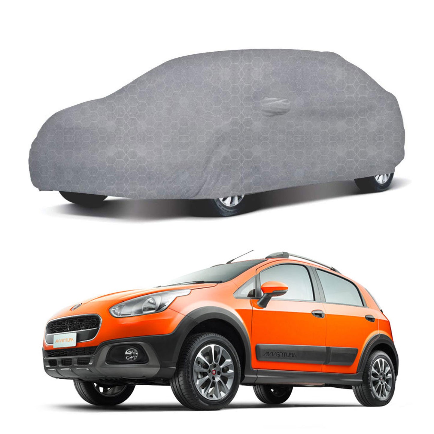 Oshotto 100% Dust Proof, Water Resistant Grey Car Body Cover with Mirror Pocket For Fiat Avventura