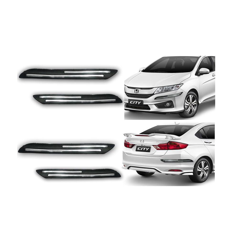 Oshotto (BP-02) Car Black Rubber Bumper Protector with Double Chrome line for All Cars -(Set of 4 pcs)