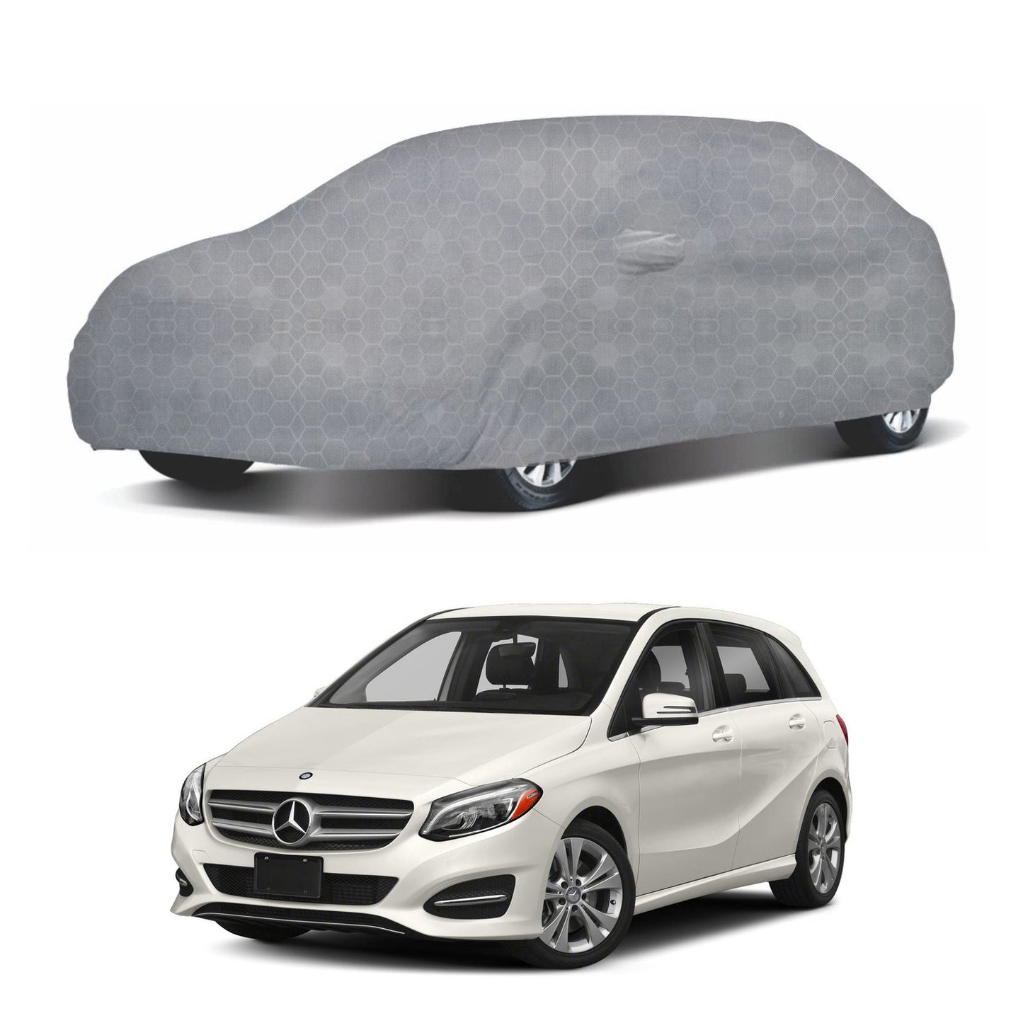 Oshotto 100% Dust Proof, Water Resistant Grey Car Body Cover with Mirror Pocket For Mercedes Benz B-Class