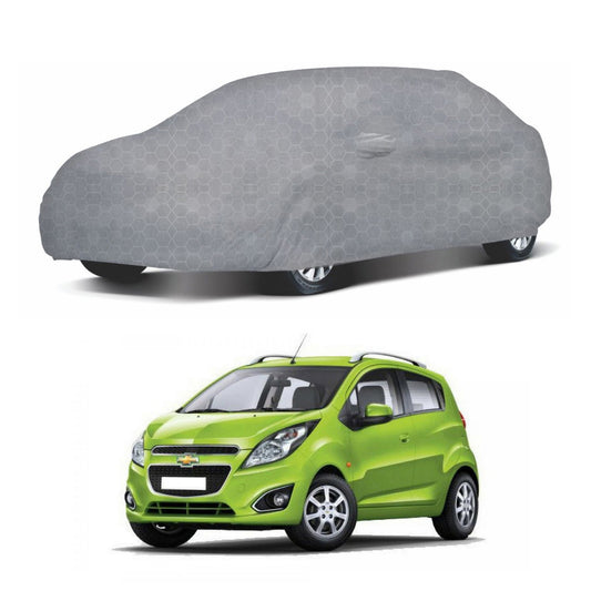 Oshotto 100% Dust Proof, Water Resistant Grey Car Body Cover with Mirror Pocket For Chevrolet Beat