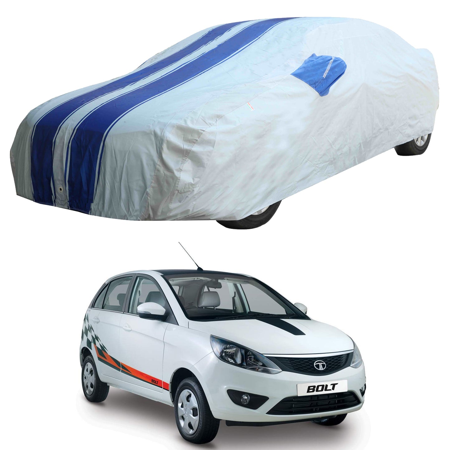 Oshotto 100% Blue dustproof and Water Resistant Car Body Cover with Mirror Pockets For Tata Bolt