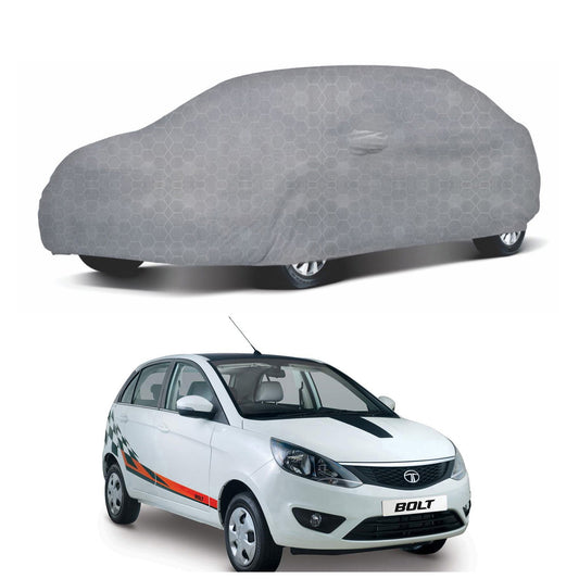 Oshotto 100% Dust Proof, Water Resistant Grey Car Body Cover with Mirror Pocket For Tata Bolt