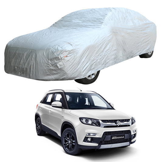 Oshotto Silvertech Car Body Cover (Without Mirror Pocket) For Maruti Suzuki Brezza - Silver