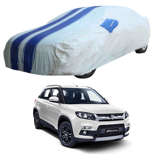 Oshotto 100% Blue dustproof and Water Resistant Car Body Cover with Mirror Pockets For Maruti Suzuki Brezza