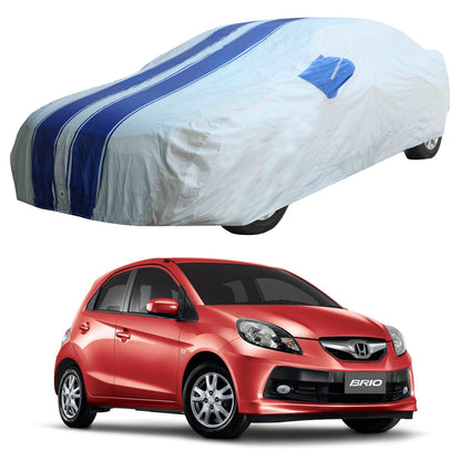 Oshotto 100% Blue dustproof and Water Resistant Car Body Cover with Mirror Pockets For Honda Brio