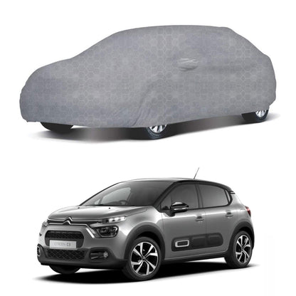 Oshotto 100% Dust Proof, Water Resistant Grey Car Body Cover with Mirror Pocket For Citroen C3