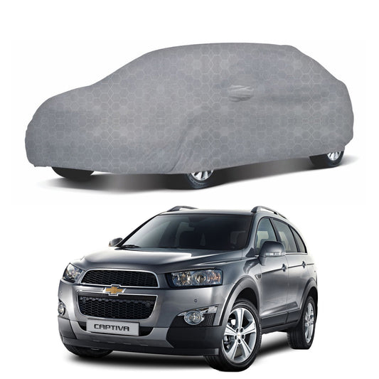 Oshotto 100% Dust Proof, Water Resistant Grey Car Body Cover with Mirror Pocket For Chevrolet Captiva