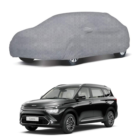 Oshotto 100% Dust Proof, Water Resistant Grey Car Body Cover with Mirror Pocket For KIA Carens