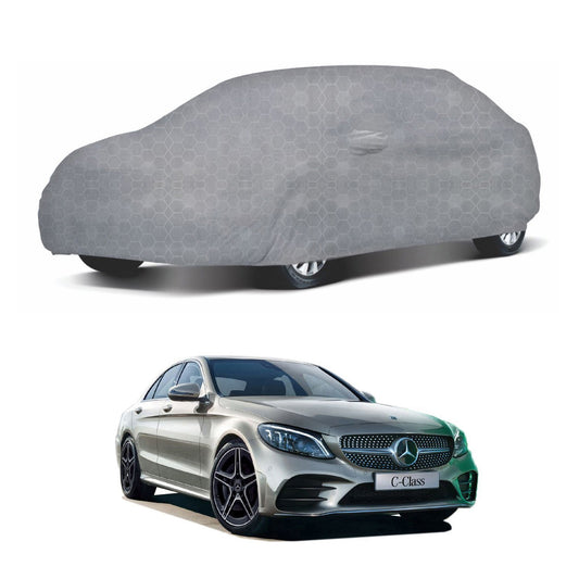 Oshotto 100% Dust Proof, Water Resistant Grey Car Body Cover with Mirror Pocket For Mercedes Benz C-Class (2010-2015)