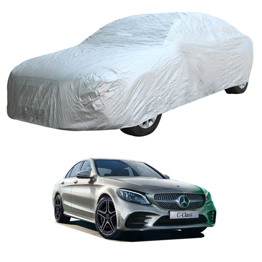 Oshotto Silvertech Car Body Cover (Without Mirror Pocket) For Mercedes Benz C-Class 2010-2015 - Silver