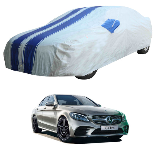 Oshotto 100% Blue dustproof and Water Resistant Car Body Cover with Mirror Pockets For Mercedes Benz C-Class (2010-2015)