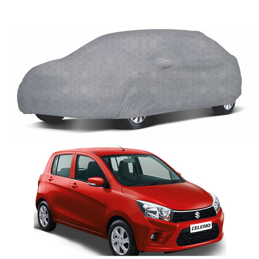 Oshotto 100% Dust Proof, Water Resistant Grey Car Body Cover with Mirror Pocket for Maruti Suzuki Celerio