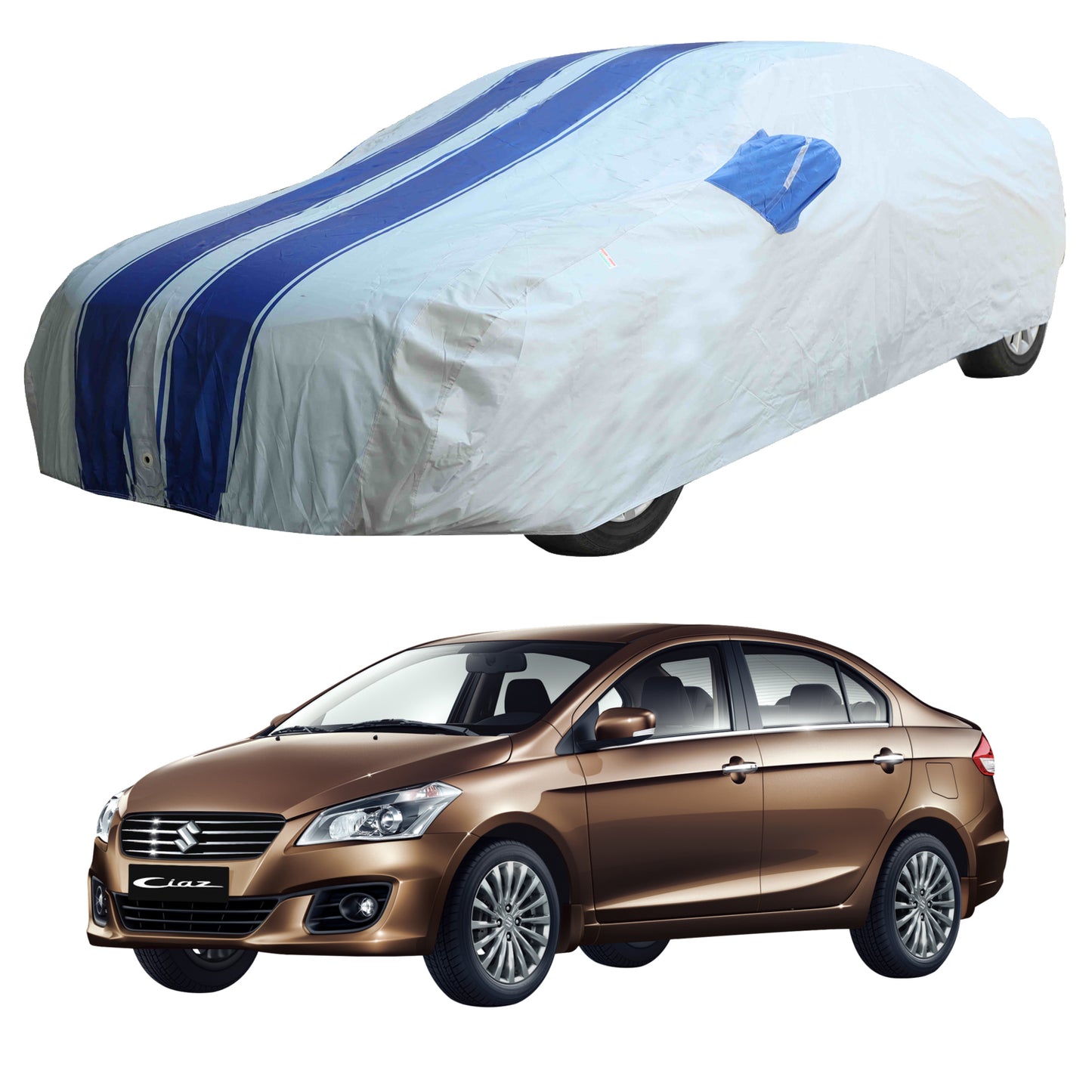 Oshotto 100% Blue dustproof and Water Resistant Car Body Cover with Mirror Pockets For Maruti Suzuki Ciaz