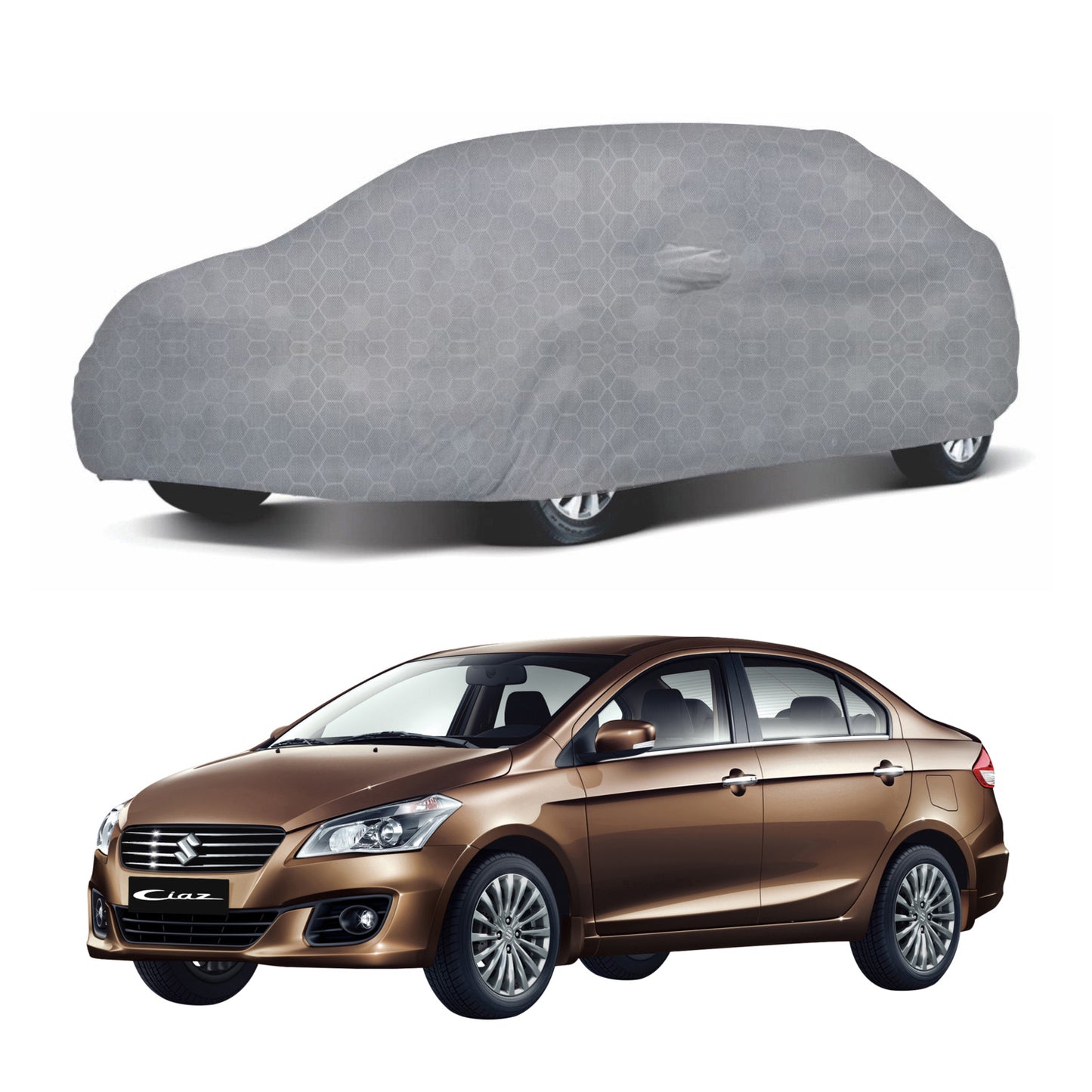 Oshotto 100% Dust Proof, Water Resistant Grey Car Body Cover with Mirror Pocket For Maruti Suzuki Ciaz