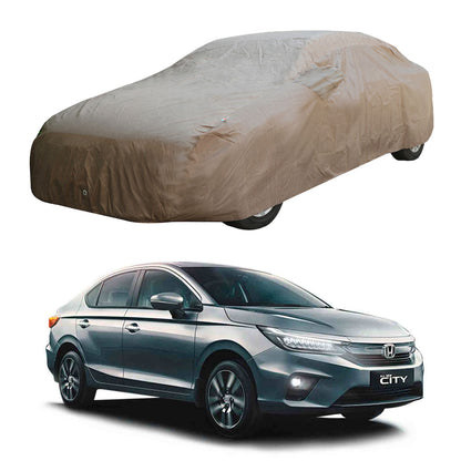 Oshotto Brown 100% Waterproof Car Body Cover with Mirror Pockets For Honda City 2020-2023