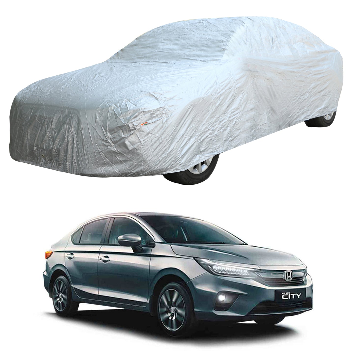 Oshotto Silvertech Car Body Cover (Without Mirror Pocket) For Honda City 2020-2023 - Silver