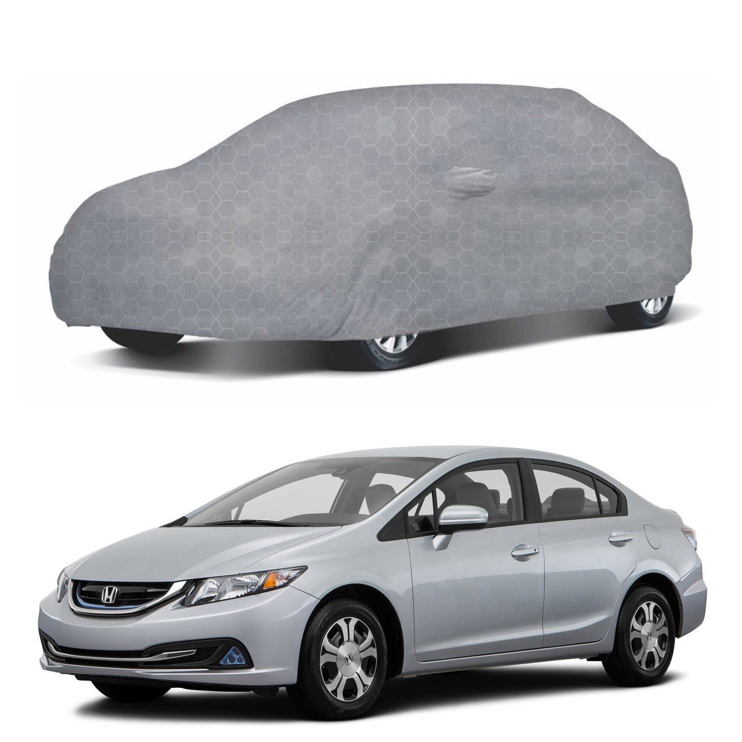 Oshotto 100% Dust Proof, Water Resistant Grey Car Body Cover with Mirror Pocket For Honda Civic